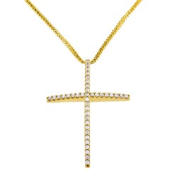 Χρυσός σταυρός Κ14 με αλυσίδα